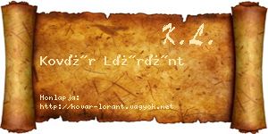 Kovár Lóránt névjegykártya